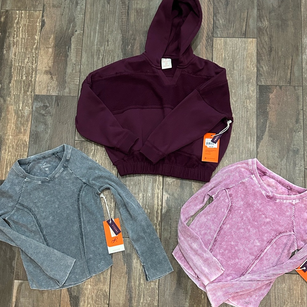 Girls Freely Hoodie and 2 tops bundle a size Small